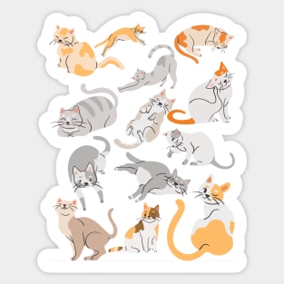 Colorful cat pattern- autumn/fall colors Sticker